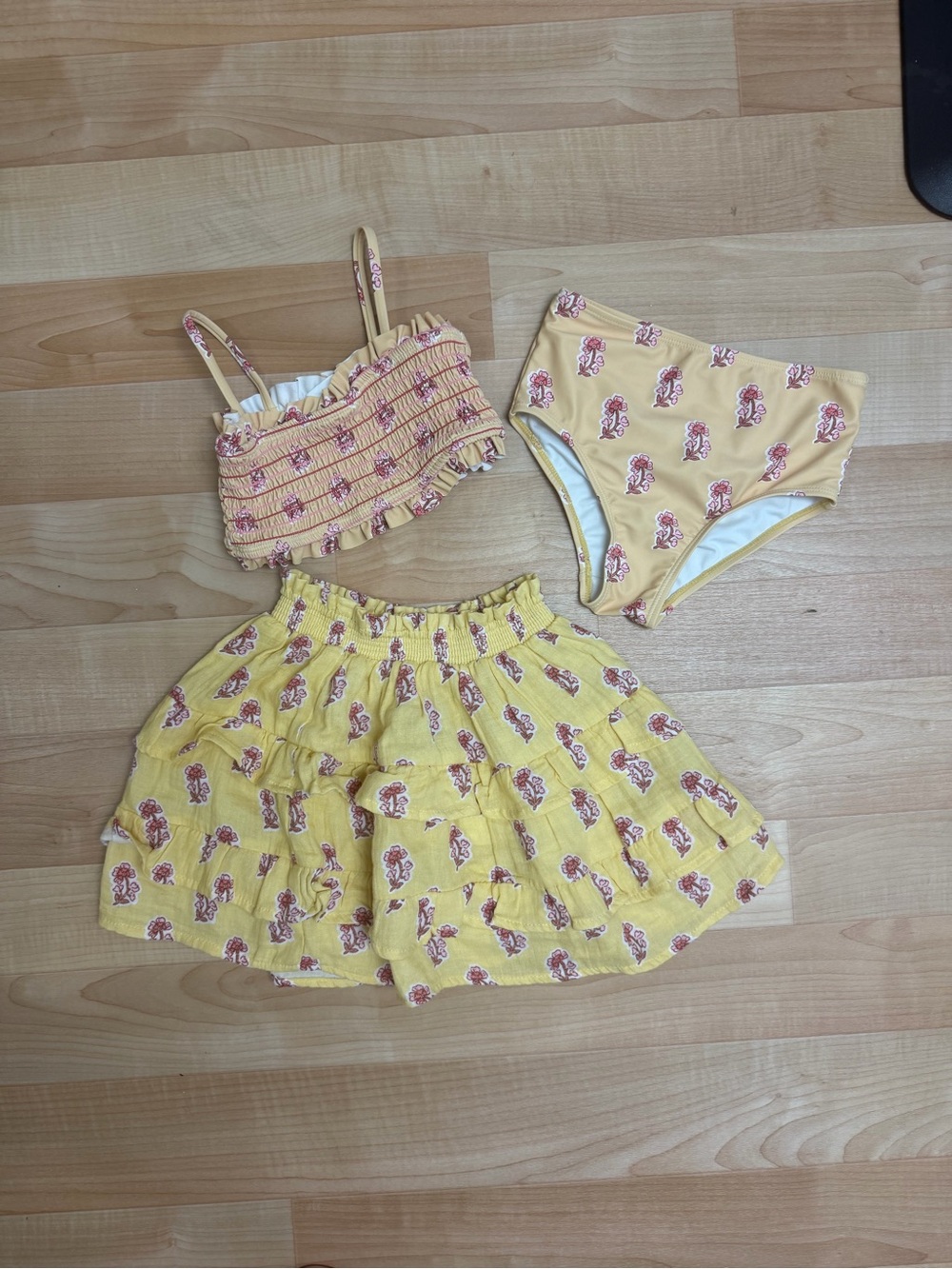 Cotton On Kids Girls Swimsuit & Cover Up Skirt Set Size 5 Floral
